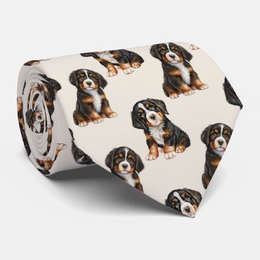 Bernese Mountain Dog Pattern Krawatte (Gerollt)