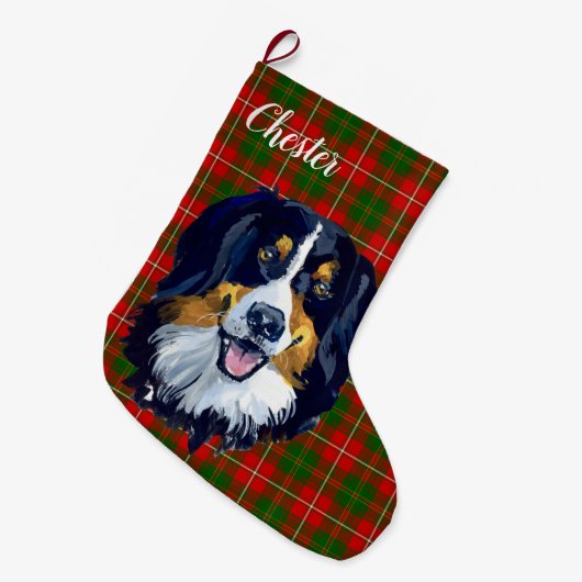 Bernese Mountain Dog Personalisiert Großer Weihnachtsstrumpf (Vorderansicht (hängend))