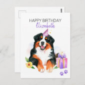 Bernese Mountain Dog Personalisiert Happy Birthday Postkarte (Vorne/Hinten)