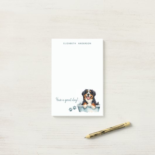 Bernese Mountain Dog Personalisiert Post-it Klebezettel (Auf Schreibtisch)