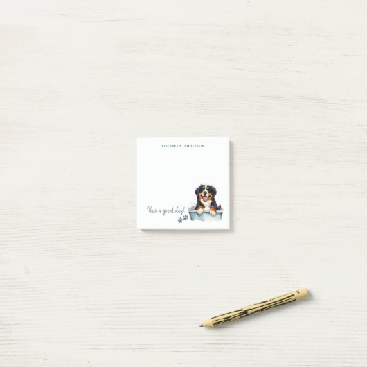 Bernese Mountain Dog Personalisiert Post-it Klebezettel (Auf Schreibtisch)