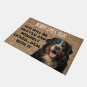Bernese Mountain Dog personalisierte lustige Tür Fußmatte (Schrägansicht)