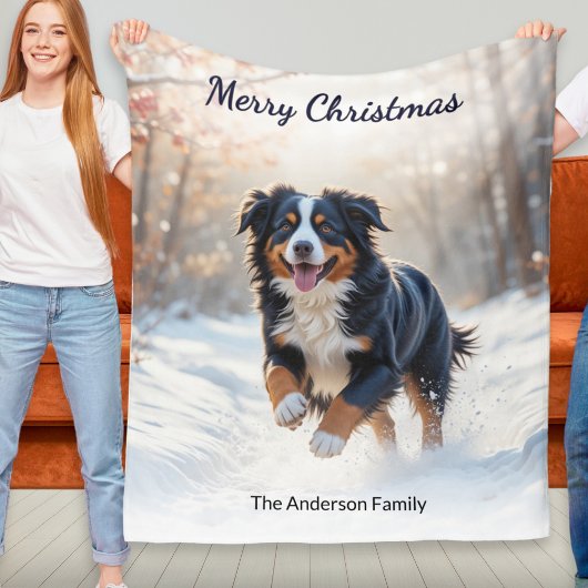Bernese Mountain Dog Personalisierter Weihnachtswi Fleecedecke