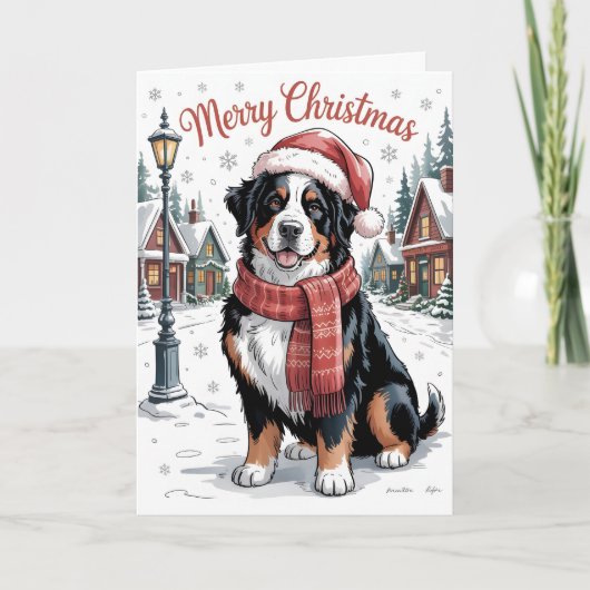 Bernese mountain dog personalized Christmas Feiertagskarte (Vorderseite)
