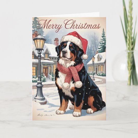 Bernese mountain dog personalized Christmas  Feiertagskarte (Vorderseite)
