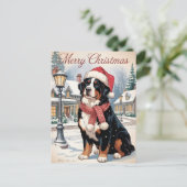 Bernese mountain dog personalized Christmas Feiertagspostkarte (Stehend Vorderseite)