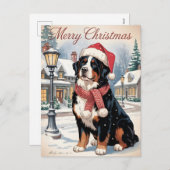 Bernese mountain dog personalized Christmas  Feiertagspostkarte (Vorne/Hinten)