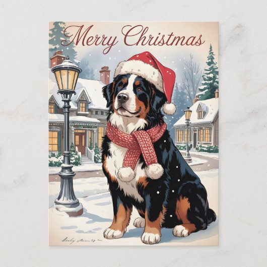 Bernese mountain dog personalized Christmas  Feiertagspostkarte (Vorderseite)