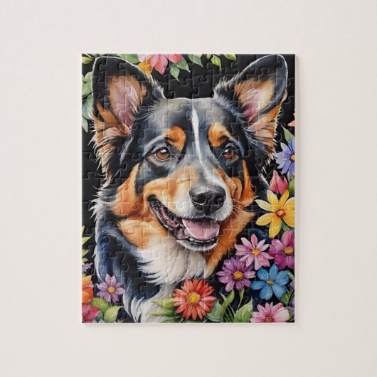 Bernese Mountain Dog Pet Portrait Watercolor Puzzle (Vertikal)
