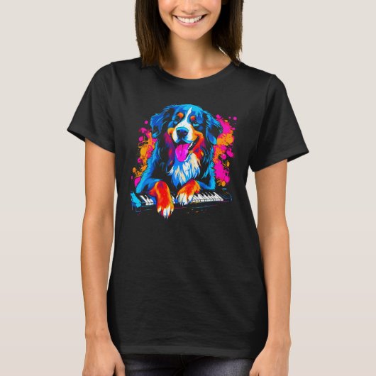 Bernese Mountain Dog Piano T-Shirt (Vorderseite)