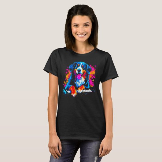 Bernese Mountain Dog Piano T-Shirt (Vorne ganz)