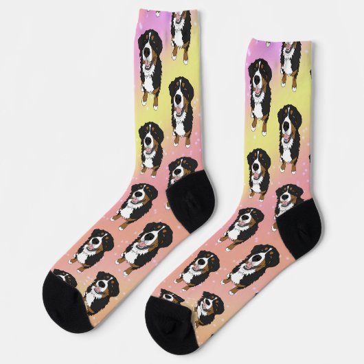 Bernese Mountain Dog Pink Galaxy Socken (Linkes Detail)