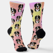 Bernese Mountain Dog Pink Yellow Orange Socken (Gewinkelt)