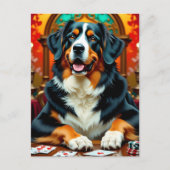 Bernese Mountain Dog playing Poker Postkarte (Vorderseite)