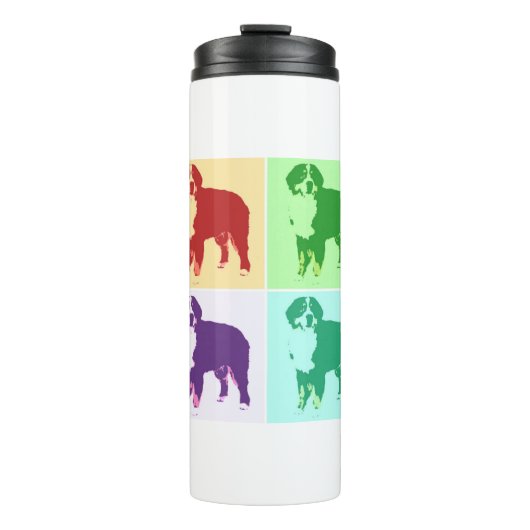 Bernese Mountain Dog Pop Art 2 Thermosbecher (Vorderseite)