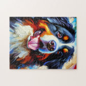 Bernese Mountain Dog Portrait Akryllische Kunst Pr Puzzle (Horizontal)