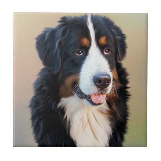 Bernese Mountain Dog Portrait Fliese (Vorderseite)