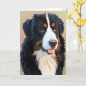 Bernese Mountain Dog Portrait Karte (Gelbe Blume)