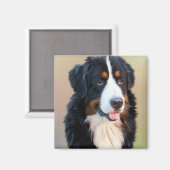 Bernese Mountain Dog Portrait Magnet (Vorderseite/Rückseite)