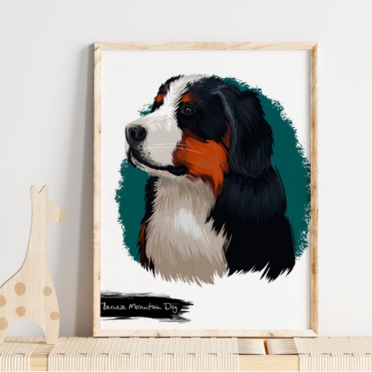 Bernese Mountain Dog Portrait | Pet Portrait Poster