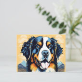 Bernese Mountain Dog Portrait Postkarte (Stehend Vorderseite)