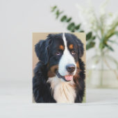 Bernese Mountain Dog Portrait Postkarte (Stehend Vorderseite)