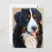 Bernese Mountain Dog Portrait Postkarte (Vorne/Hinten)