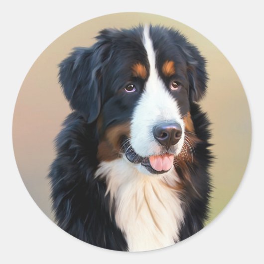 Bernese Mountain Dog Portrait Runder Aufkleber (Vorderseite)