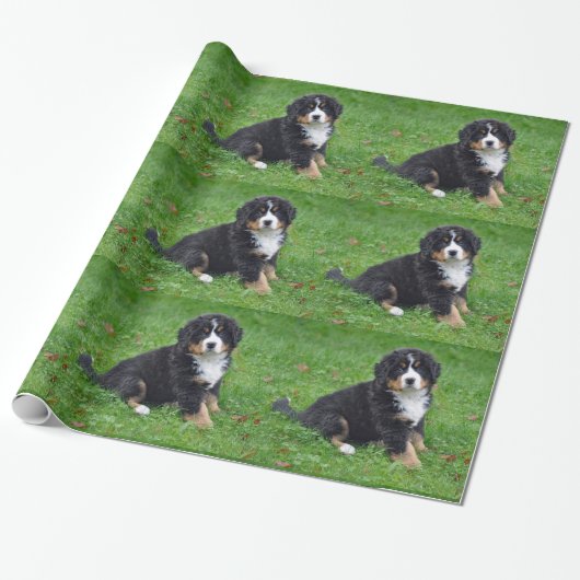 Bernese Mountain Dog Puppy Foto Geschenkpapier (Ungerollt)
