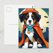 Bernese Mountain Dog Puppy Halloween Postkarte (Vorne/Hinten)