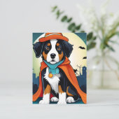 Bernese Mountain Dog Puppy Halloween Postkarte (Stehend Vorderseite)