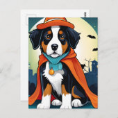 Bernese Mountain Dog Puppy Halloween Postkarte (Vorne/Hinten)