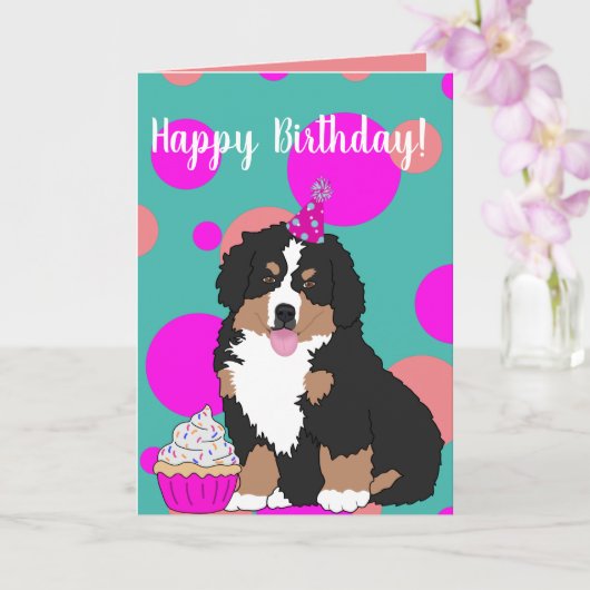 Bernese Mountain Dog Puppy Karte (Orchidee)
