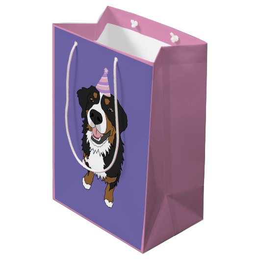 Bernese Mountain Dog Puppy Mittlere Geschenktüte (Rückseite Schrägansicht)