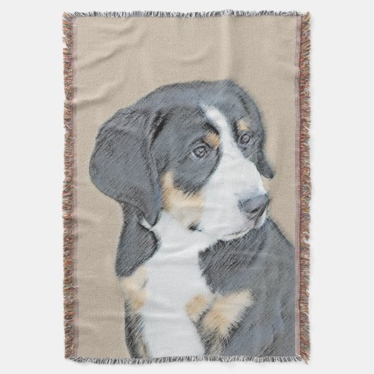 Bernese Mountain Dog Puppy Painting - Original Art Decke (Vorderseite Vertikal)