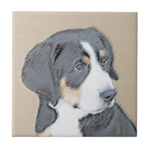Bernese Mountain Dog Puppy Painting - Original Art Fliese