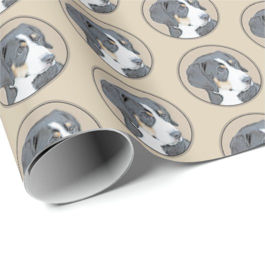 Bernese Mountain Dog Puppy Painting - Original Art Geschenkpapier (Rolleneckpunkt)