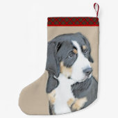 Bernese Mountain Dog Puppy Painting - Original Art Kleiner Weihnachtsstrumpf (Rückseite)