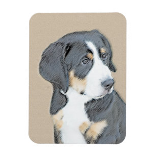 Bernese Mountain Dog Puppy Painting - Original Art Magnet