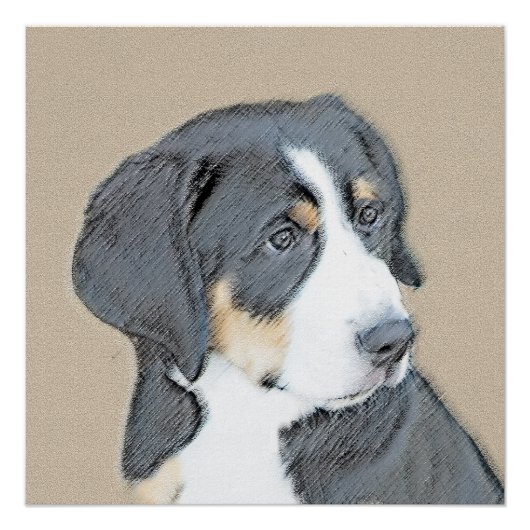 Bernese Mountain Dog Puppy Painting - Original Art Poster (Vorderseite)