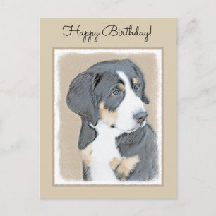 Bernese Mountain Dog Puppy Painting - Original Art Postkarte