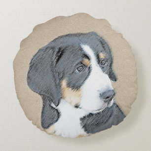 Bernese Mountain Dog Puppy Painting - Original Art Rundes Kissen