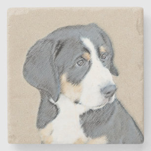 Bernese Mountain Dog Puppy Painting - Original Art Steinuntersetzer
