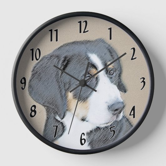 Bernese Mountain Dog Puppy Painting - Original Art Uhr (Vorderseite)
