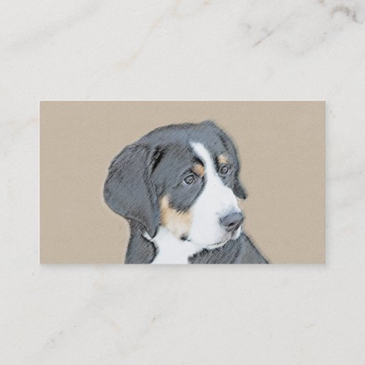 Bernese Mountain Dog Puppy Painting - Original Art Visitenkarte (Rückseite)
