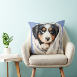 BERNESE MOUNTAIN DOG PUPPY UNTER BLANKET KISSEN