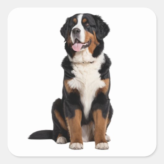 Bernese Mountain Dog Quadratischer Aufkleber (Vorderseite)