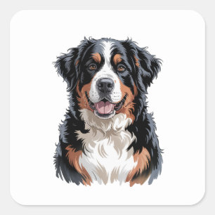 Bernese Mountain Dog Quadratischer Aufkleber