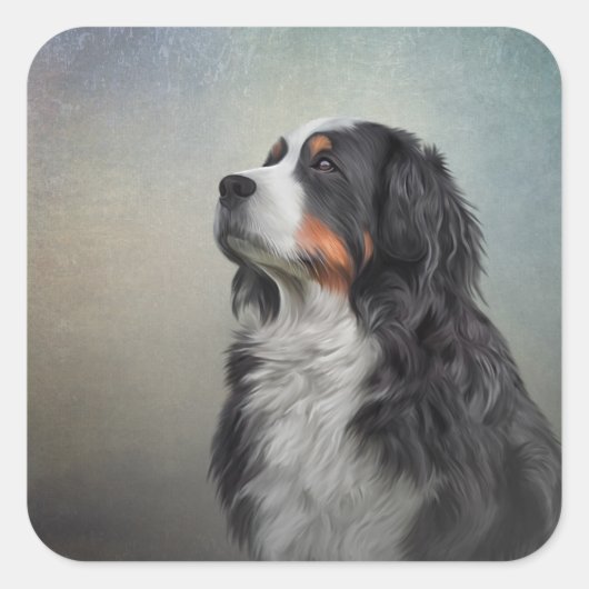Bernese Mountain Dog Quadratischer Aufkleber (Vorderseite)