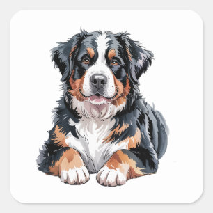 Bernese Mountain Dog Quadratischer Aufkleber